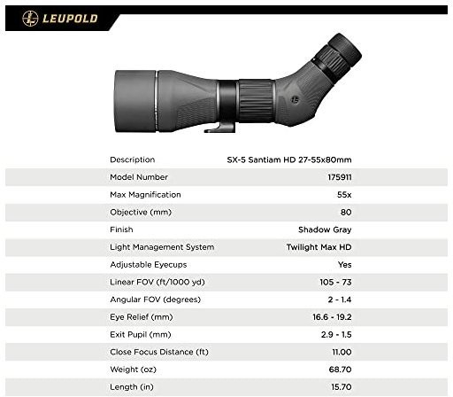 Leupold Spektiv Leupold SX-5 Santiam 27-55x80mm recenze