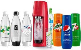 SodaStream Spirit Red + láhve FUSE 3 x 1l + Sirup Mirinda 440 ml + Sirup 7UP 440 ml + Sirup Pepsi 440 ml recenze