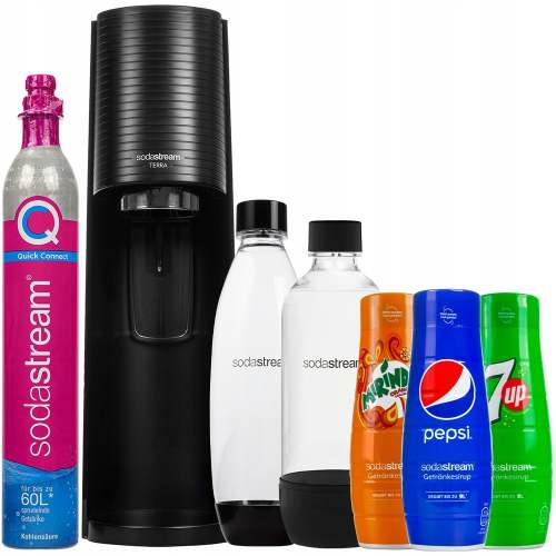 SodaStream Terra Black + Sirup Pepsi 440 ml + Sirup Mirinda 440 ml + Sirup 7UP 440 ml recenze