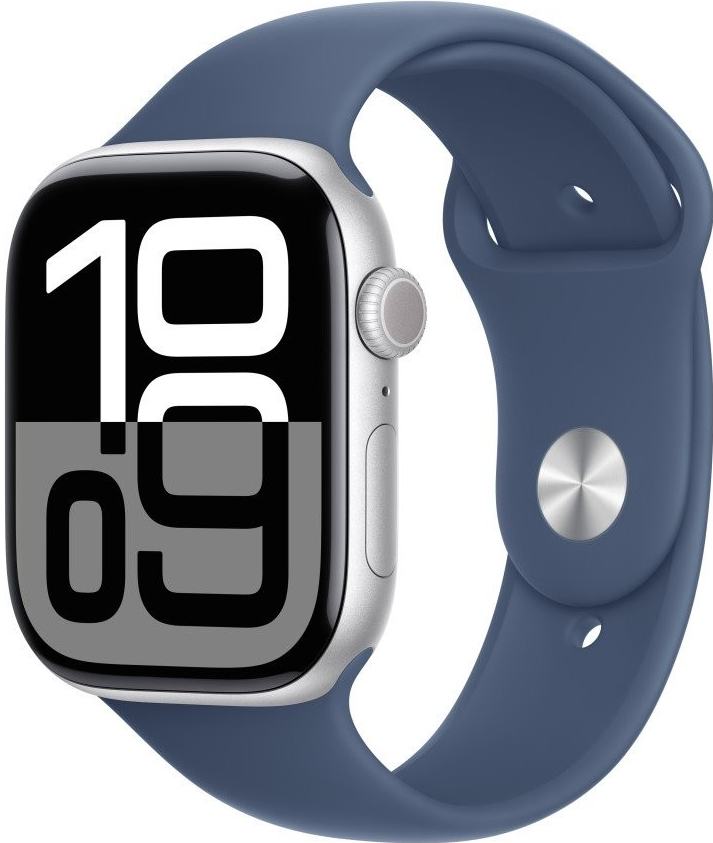 Apple Watch Series 10 42mm Cellular stříbrný hliník s denimovým sportovním řemínkem S/M MWX33QC/A recenze