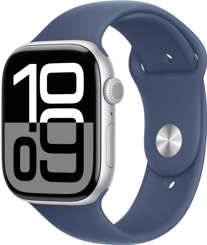 Apple Watch Series 10 46mm stříbrný hliník s denimovým sportovním řemínkem M/L MWWM3QC/A recenze