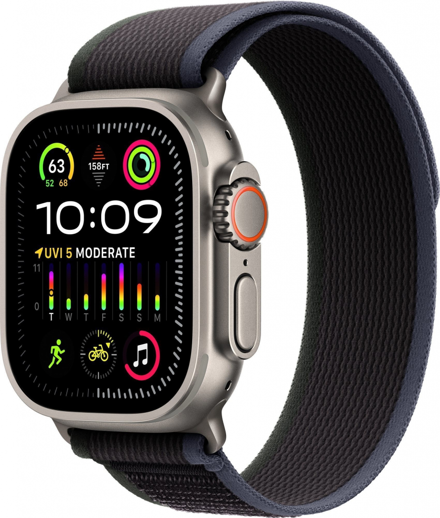 Apple Watch Ultra 2 49mm titanové pouzdro s černo-modrým trailovým tahem S/M MRF53CS/A recenze